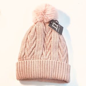 Pink Knit Beanie Super Soft Sherpa Lining New Cable Knit